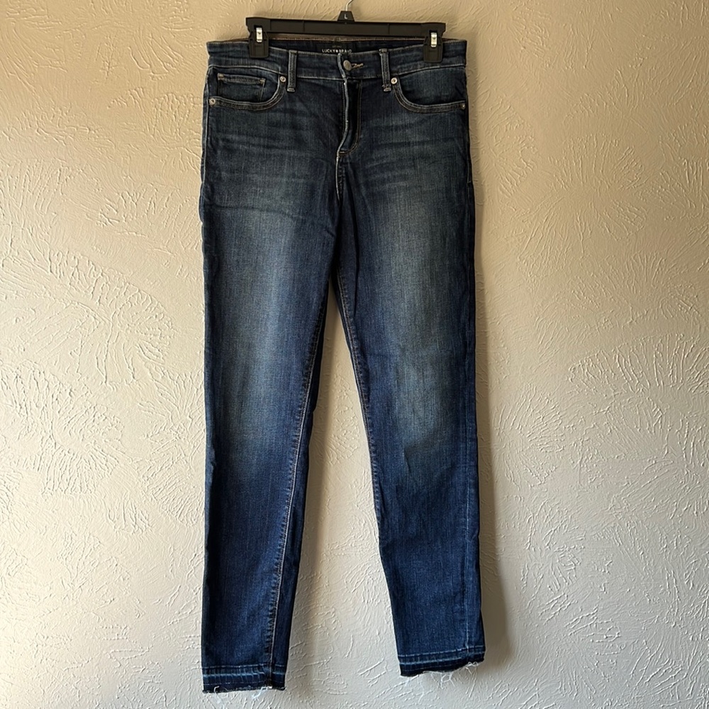 Lucky Brand Dark Wash Non-Distressed Raw Hem Skinny Jeans